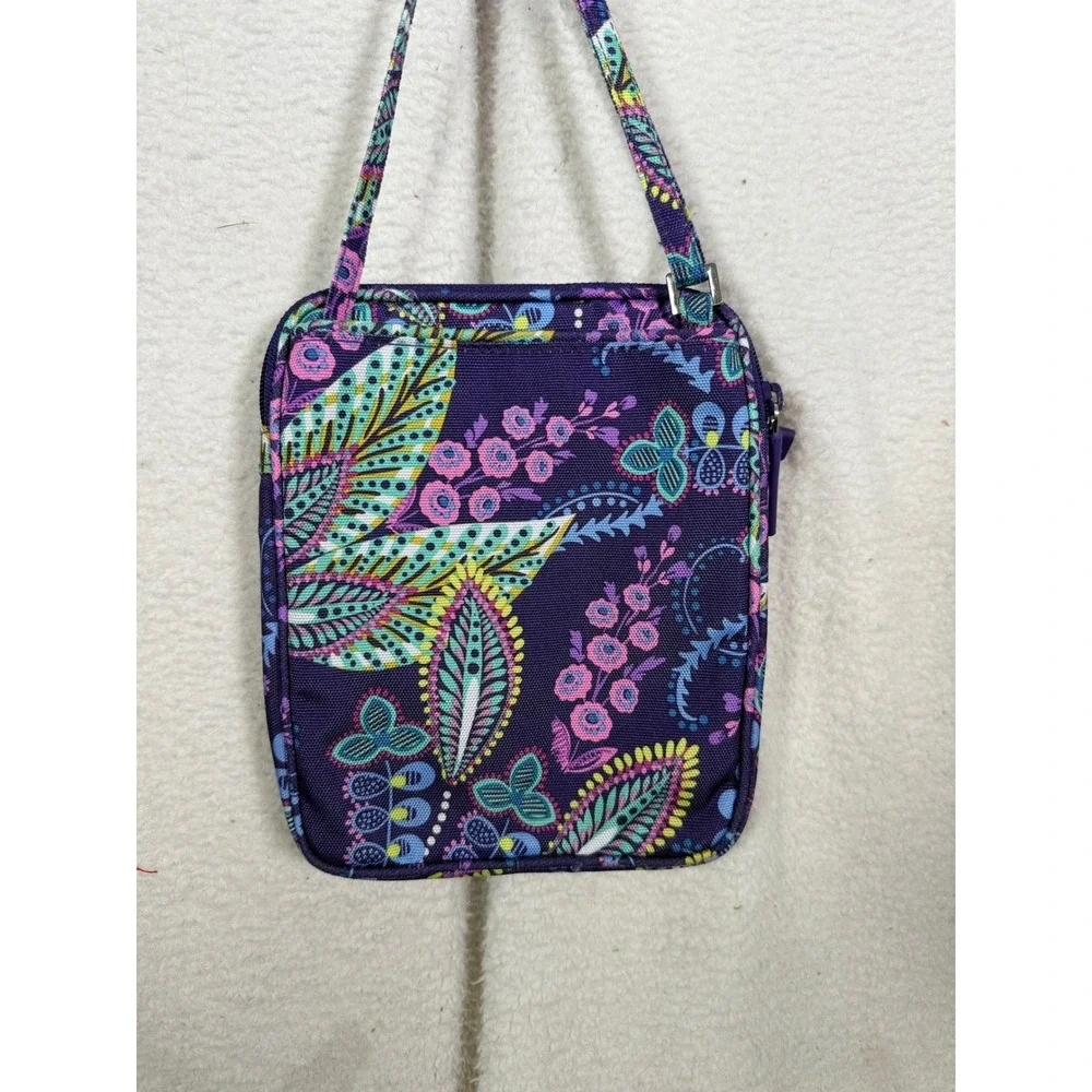 Vera Bradley Purple Paisley Floral Batik Leaves Crossbody Bag